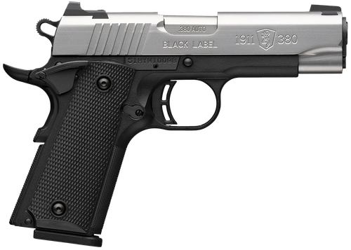 Browning 051119492 1911-380 Compact 380 ACP 8+1 3.63″ Stainless Steel Barrel, Satin Stainless Steel Serrated Slide, Matte Black Aluminum Frame, Black Polymer Grip