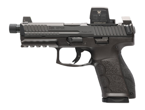 HK VP9A1 K Tactical w/Optic 9mm 15+1 4.70" Threaded Barrel, Black Polymer Frame w/Picatinny Rail, Textured Grip, Vortex CCW Dot Sight Included