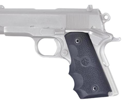 Hogue 1911 Officers Model Rubber Grip, Finger Grooves Black
