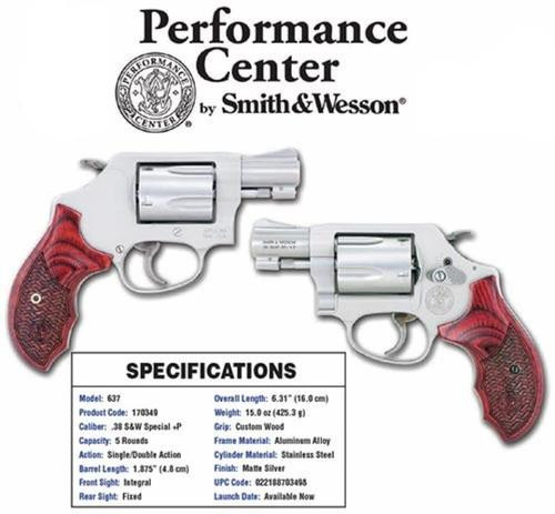Smith & Wesson Model 637 Performace Center 38 Spl, SS Finish, Wood