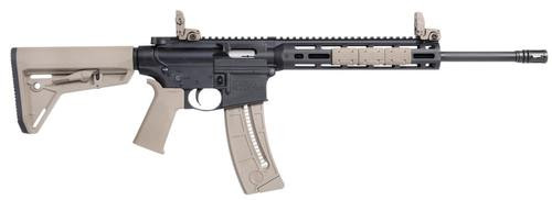 Smith & Wesson M&P 15-22 Sport MOE Semi Automatic Rifle 22 Long Rifle 16.5″ Black Threaded Barrel Black Frame Flat Dark Earth Collapsible Stock