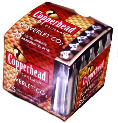 Crosman Powerlet CO2 Cartridges, 12 Grams, Stainless, 25/Pack