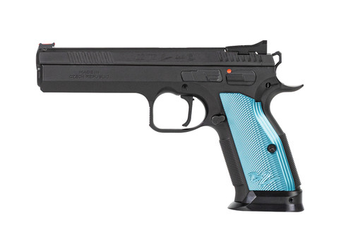 CZ TS2 9MM 20RD BLK FIBER OPTIC BLUE GRIPS