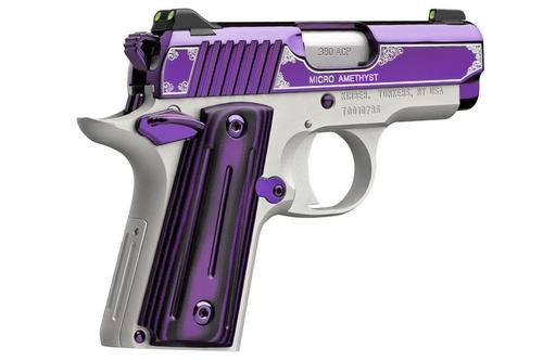 Kimber Mfg.,inc 3300160 Micro Amethyst NS 380 ACP 7+1 2.75″ Amethyst purple PVD Stainless Steel Slide Satin Silver G10 Grip