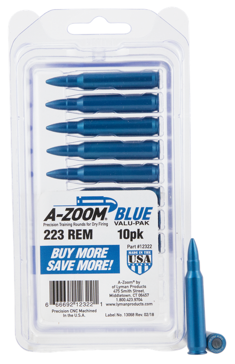 A-Zoom Rifle Training Rounds 5.56/.223, Aluminum, Blue,