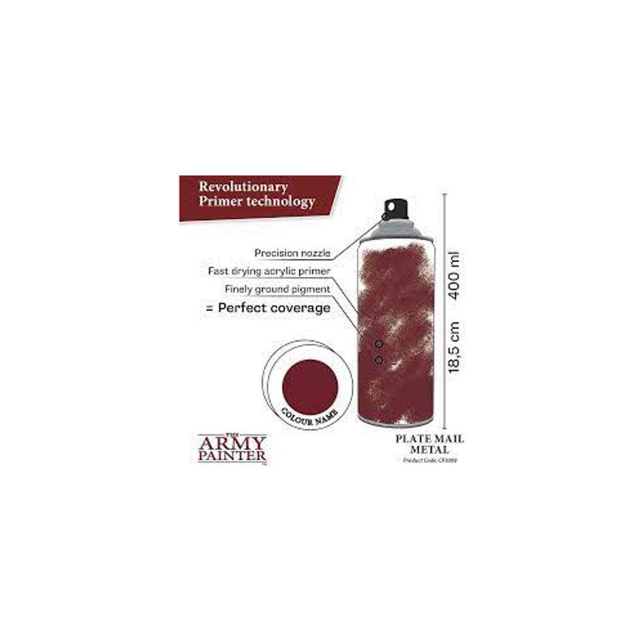 The Army Painter Color Primer, Leather Brown, 400ml, 13.5oz - Acrylic Spray  Undercoat for Miniature Painting 