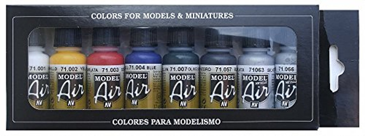  Vallejo Metallic Colors Model Air Paint, 8 bottles X