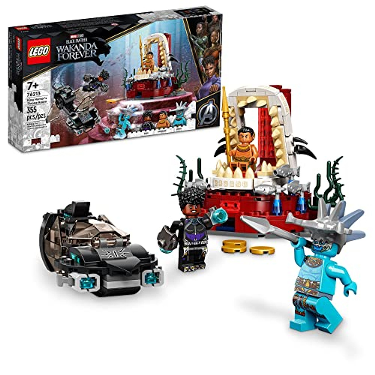 LEGO Marvel Black Panther Wakanda Forever King Namor's Throne Room 76213  Building Kit; Building Toy Set for Kids Boys and Girls Ages 7 and up 355  Pieces LEGO-76213 - Saga Concepts