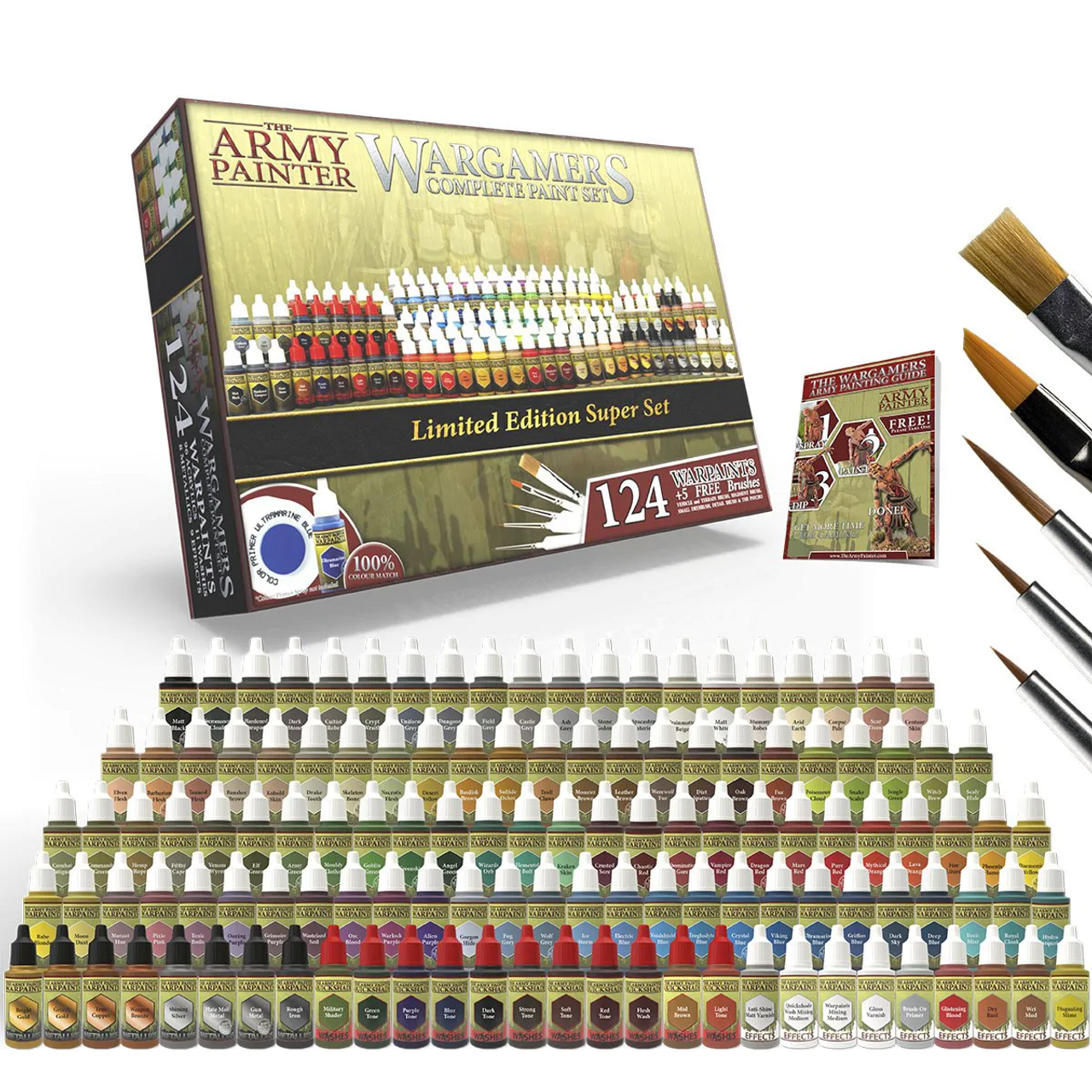  The Army Painter, Mega Paint Set 50, Miniature Painting Kit  with Wargamer Regiment Miniatures Paint Brush, Miniature Paint Set for  Miniature Figures
