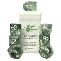 Role 4 Initiative R4I Dice Set with Arch'd4 Diffusion Dark Forest with White Numbers 7 Ct R4i-50504-7C