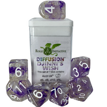 Role 4 Initiative Diffusion Large High Visibility Polyhedral Dice Set Djinni's Wish with White Numbers 7 Ct R4i-50534-7C