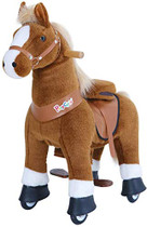 PonyCycle Official New Updated 2021 Edition Ride on Horse Toy Plush Walking Animal Brown with White Hoof and Realistic Sound Feature - Small Size for (Age 3-5)