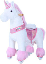 PonyCycle Pink Unicorn Ride On Horse Toy Walking & Rocking Pony for Kids Ages 4-7 Max Load 88 lbs  - Ux402