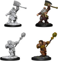Wizkids Dungeons & Dragons Magic the Gathering W14 Dwarf Fighter & Dwarf Cleric Unpainted Miniatures D&D  WZK90276