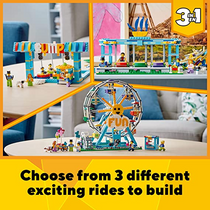 LEGO Creator 3in1 Ferris Wheel Building Kit with Rebuildable Toy Bumper Cars Boat Swing and 5 Minifigures 1,002 Pieces