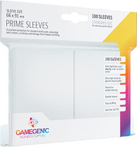 Prime Standard-Sized Card Sleeves | 100 Pack of 66 mm by 91 mm Card Sleeves | Premium Quality Card Game Holder | Use with TCG and LCG Games | Extra High Clarity | White Color | Made by Gamegenic