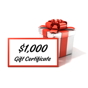 Gift Certificate for One Thousand Dollars Value ($1,000.00)