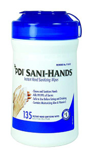 Sani Hands Wipes 135/Count (Blue Lid)