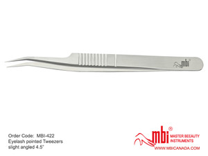 Slight Angle Eyelash Pointed Tweezers 4.5"