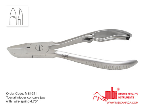 Toenail Nipper Concave Jaw w/Wire Spring 4.75" 