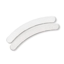 7" Washable cushion white boomerang file with blue center. One side coarse (100 grit) and one side medium (180 grit).