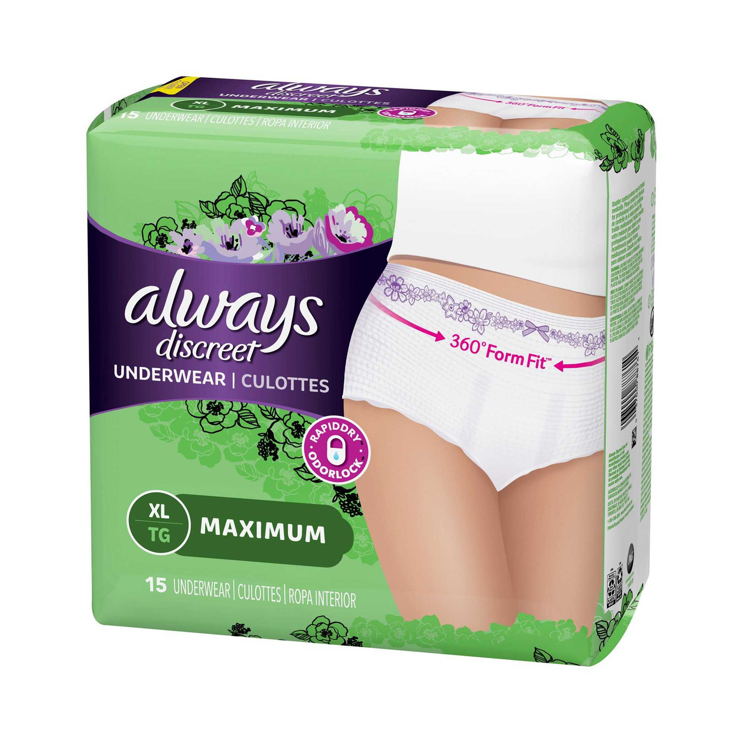 Always Discreet, Incontinence Underwear for Women, Maximum Classic Cut