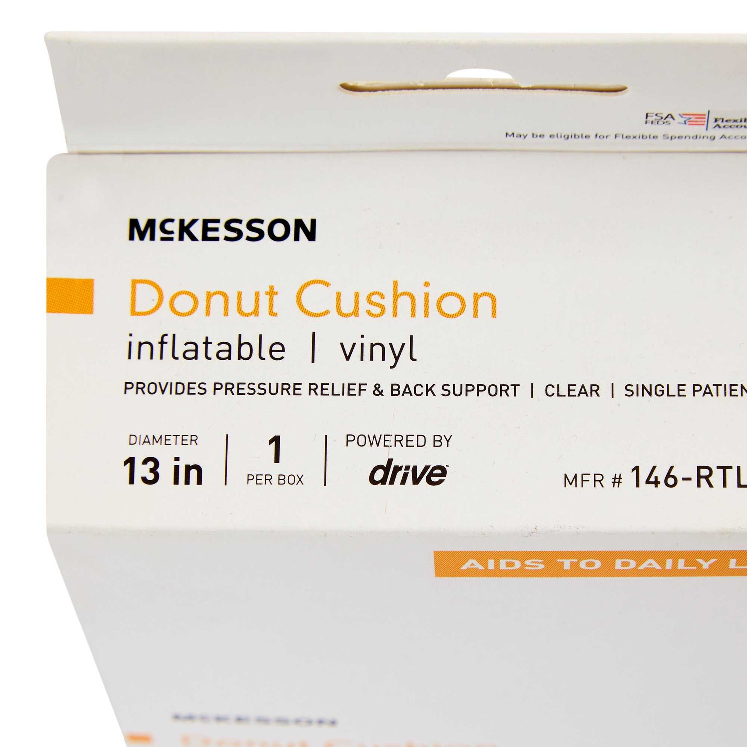 McKesson - Coccyx Seat Cushion Foam - 18 W x 14 D x 3 H inch