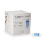 Assure Safety Lancet, 1.0 mm Depth, 28 Gauge, Push Button Activation, Low Flow, Light Blue, Sterile, 200 per Box, Box of 200