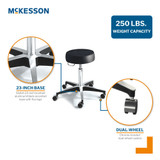 McKesson Exam Stool Without Backrest Pneumatic Height Adjustment 5 Casters Black, 81-11001US393, Pack of 1