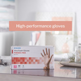 McKesson Exam Glove Small NonSterile Vinyl Standard Cuff Length Smooth Clear Not Rated, 14-114, Box of 100