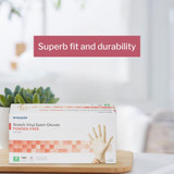 McKesson Exam Glove Medium NonSterile Stretch Vinyl Standard Cuff Length Smooth Ivory Not Rated, 14-816, Box of 100