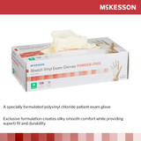 McKesson Exam Glove Medium NonSterile Stretch Vinyl Standard Cuff Length Smooth Ivory Not Rated, 14-816, Box of 100