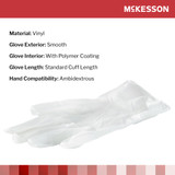McKesson Exam Glove X-Large NonSterile Vinyl Standard Cuff Length Smooth Clear Not Rated, 14-140, Case of 1300