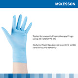 McKesson Confiderm 4.5C Exam Glove Large NonSterile Nitrile Standard Cuff Length Textured Fingertips Blue Chemo Tested, 14-658C, Box of 100