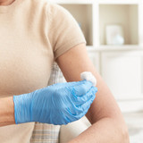 McKesson Confiderm 3.8 Exam Glove Medium NonSterile Nitrile Standard Cuff Length Textured Fingertips Blue Not Rated, 14-686, Box of 100