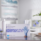 McKesson Confiderm 3.8 Exam Glove Large NonSterile Nitrile Standard Cuff Length Textured Fingertips Blue Not Rated, 14-688, Box of 100