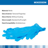 McKesson Confiderm 3.8 Exam Glove Large NonSterile Nitrile Standard Cuff Length Textured Fingertips Blue Not Rated, 14-688, Box of 100