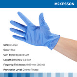 McKesson Confiderm 3.5C Exam Glove X-Large NonSterile Nitrile Standard Cuff Length Textured Fingertips Blue Chemo Tested, 14-6980C, Case of 1800