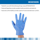 McKesson Confiderm 3.5C Exam Glove X-Large NonSterile Nitrile Standard Cuff Length Textured Fingertips Blue Chemo Tested, 14-6980C, Case of 1800