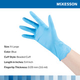 McKesson Confiderm 3.8 Exam Glove X-Large NonSterile Nitrile Standard Cuff Length Textured Fingertips Blue Not Rated, 14-690, Case of 1000