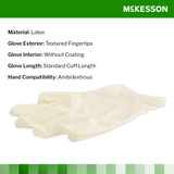 McKesson Confiderm Exam Glove X-Large NonSterile Latex Standard Cuff Length Textured Fingertips Ivory Not Rated, 14-430, Case of 1000