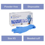 McKesson Confiderm 3.5C Exam Glove X-Small NonSterile Nitrile Standard Cuff Length Textured Fingertips Blue Chemo Tested, 14-6972C, Box of 200