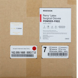 McKesson Perry Surgical Glove Size 7 Sterile Latex Standard Cuff Length Smooth Cream Chemo Tested, 20-1070N, Box of 50