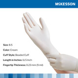 McKesson Perry Surgical Glove Size 8.5 Sterile Latex Standard Cuff Length Smooth Cream Chemo Tested, 20-1085N, Box of 50