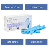 McKesson Confiderm 6.5CX Exam Glove Large NonSterile Nitrile Extended Cuff Length Textured Fingertips Blue Chemo Tested, 14-678C, Box of 100