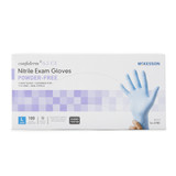 McKesson Confiderm 6.5CX Exam Glove Large NonSterile Nitrile Extended Cuff Length Textured Fingertips Blue Chemo Tested, 14-678C, Box of 100