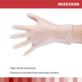 McKesson Confiderm Exam Glove Large NonSterile Vinyl Standard Cuff Length Smooth Clear Not Rated, 14-168, Case of 1000