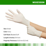 McKesson Confiderm Exam Glove Small NonSterile Latex Standard Cuff Length Fully Textured Ivory Not Rated, 14-1381, Case of 1000