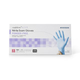 McKesson Confiderm 6.5CX Exam Glove Small NonSterile Nitrile Extended Cuff Length Textured Fingertips Blue Chemo Tested, 14-674C, Box of 100