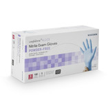 McKesson Confiderm 6.5CX Exam Glove Small NonSterile Nitrile Extended Cuff Length Textured Fingertips Blue Chemo Tested, 14-674C, Box of 100